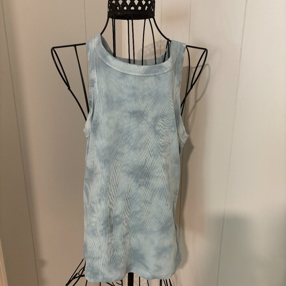GAP Modern Rib Halter RIB Tank Top AQUA GREEN TIE-DYE - C2